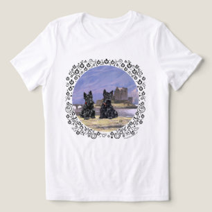 Scottish Terriers auf Eilean Donan Castle Tri-Blend Shirt