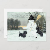 Scottish Terriers Build a Snowman Postkarte (Vorne/Hinten)
