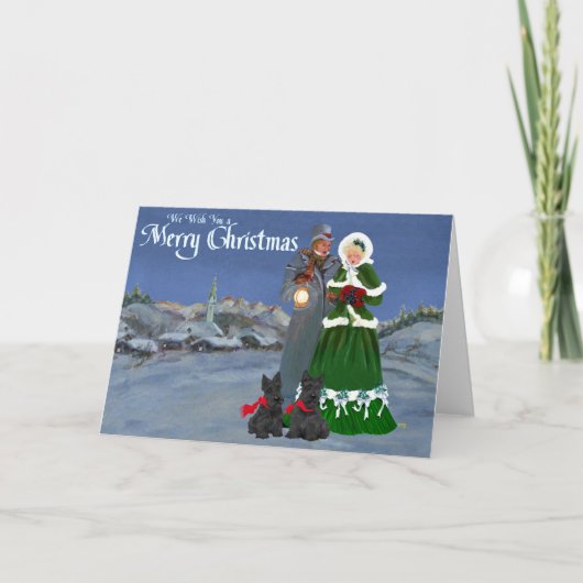 Scottish Terriers Christmas Carol Feiertagskarte (Vorderseite)