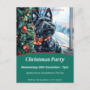 Scottish Terriers Christmas Party Einladungspostkarte
