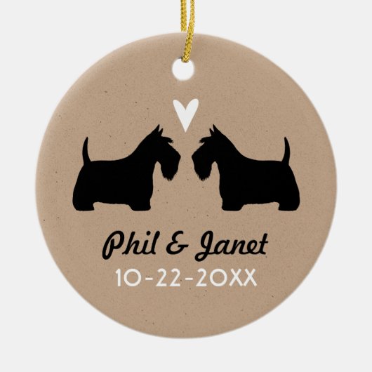 Scottish Terriers Couple Scottie Dogs Liebe Custom Keramik Ornament (Vorne)
