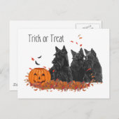 Scottish Terriers Halloween Postkarte (Vorne/Hinten)