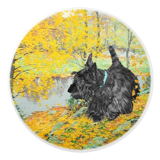 Scottish Terriers Keramikknauf (Vorderseite)