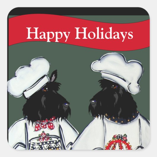 Scottish Terriers Quadratischer Aufkleber (Vorderseite)