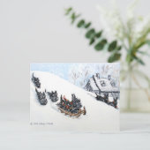 Scottish Terriers Sledding Postkarte (Stehend Vorderseite)