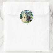 Scottish Terriers (Two-BW) - Bridge Runder Aufkleber (Tasche)