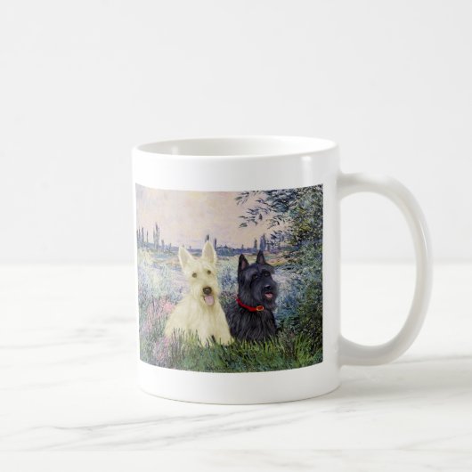 Scottish Terriers (Two-BW) - By the Seine Kaffeetasse (Rechts)