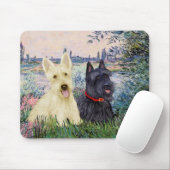 Scottish Terriers (Two-BW) - By the Seine Mousepad (Mit Mouse)