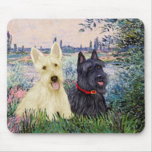 Scottish Terriers (Two-BW) - By the Seine Mousepad