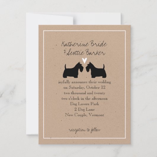 Scottish Terriers Wedding Einladung (Vorderseite)