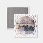 Scottish Terriers Winter Magpie Magnet (Vorderseite/Rückseite)