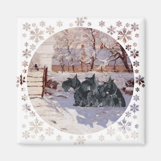 Scottish Terriers Winter Magpie Magnet (Vorne)