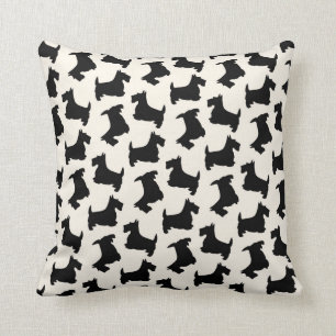 Scottish-Terrierscottie-Hundemuster-Schwarzes Kissen