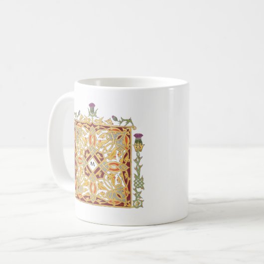 Scottish Thistle and Crown Celtic Knot & Initial Kaffeetasse (Vorderseite Links)