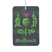 Scottish Thistle auf Dark Tartan Individuelle Name Autolufterfrischer (Vorderseite)