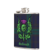 Scottish Thistle auf Dark Tartan Individuelle Name Flachmann (Links)