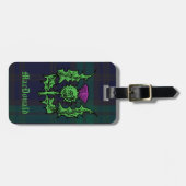 Scottish Thistle auf Dark Tartan Individuelle Name Gepäckanhänger (Vorderseite horizontal)