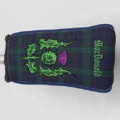 Scottish Thistle auf Dark Tartan Individuelle Name Golf Headcover (Vorderseite)