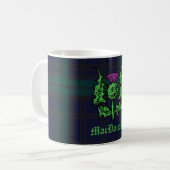 Scottish Thistle auf Dark Tartan Individuelle Name Kaffeetasse (Vorderseite Links)