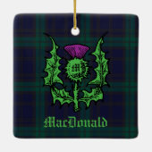 Scottish Thistle auf Dark Tartan Individuelle Name Keramikornament (Rückseite)