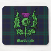Scottish Thistle auf Dark Tartan Individuelle Name Mousepad (Vorne)