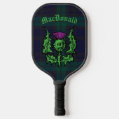 Scottish Thistle auf Dark Tartan Individuelle Name Pickleball Schläger (Vorderseite)