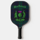 Scottish Thistle auf Dark Tartan Individuelle Name Pickleball Schläger (Rückseite)
