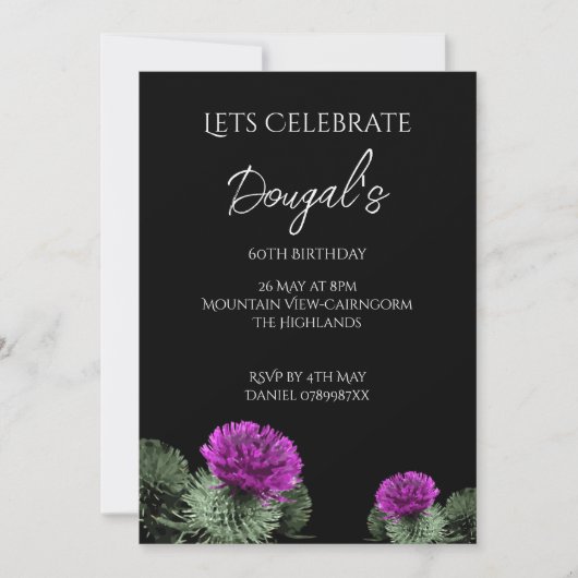 Scottish Thistle Birthday Einladung (Vorderseite)