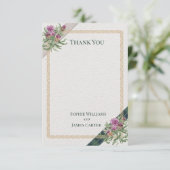 Scottish Thistle Celtic Tartan Wedding Dankeskarte (Stehend Vorderseite)