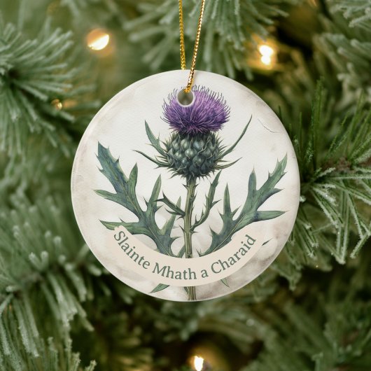 Scottish Thistle Christmas Ornament, Keramik Ornament