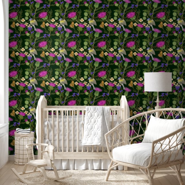 Scottish Thistle Cottagecore Pattern Tapete (Kinder)