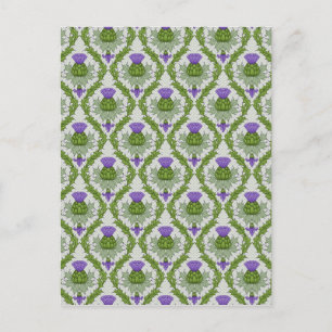 Scottish Thistle Damask Postkarte