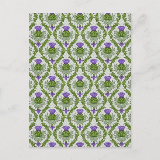 Scottish Thistle Damask Postkarte (Vorderseite)