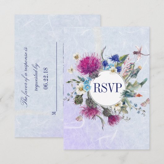 Scottish Thistle Floral Wedding RSVP (Vorne/Hinten)