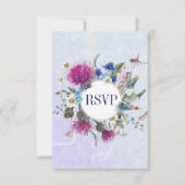 Scottish Thistle Floral Wedding RSVP Karte (Vorderseite)