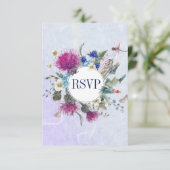 Scottish Thistle Floral Wedding RSVP Karte (Stehend Vorderseite)