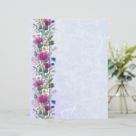 Scottish Thistle Floral Wedding Stationery (Stehend Vorderseite)