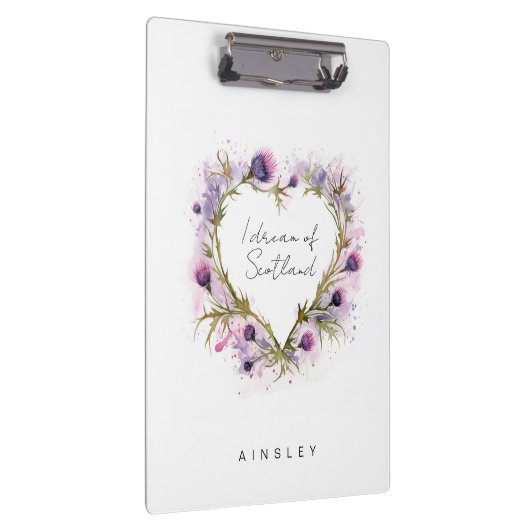Scottish Thistle Heart Watercolor Klemmbrett (Rechts)