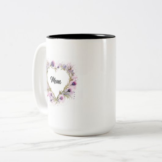 Scottish Thistle Heart Watercolor Tasse (Vorderseite Links)
