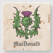 Scottish Thistle Individuelle Name Steinuntersetzer (Vorderseite)