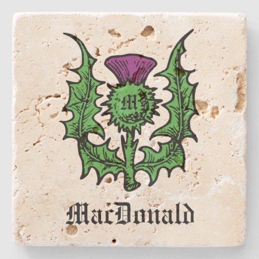 Scottish Thistle Individuelle Name Steinuntersetzer (Vorderseite)