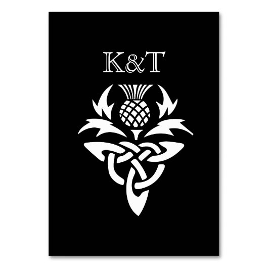 Scottish Thistle Initials - Table card - Black Tischnummer (Rückseite)