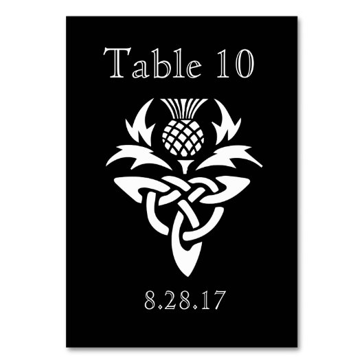 Scottish Thistle Initials - Table card - Black Tischnummer (Vorderseite)