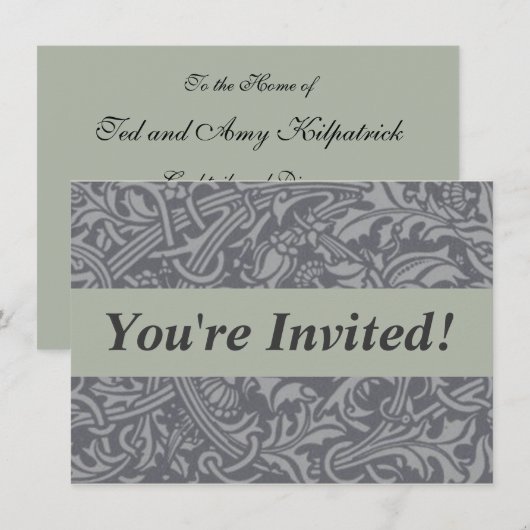 Scottish Thistle Knot William Morris Style Einladung (Vorne/Hinten)