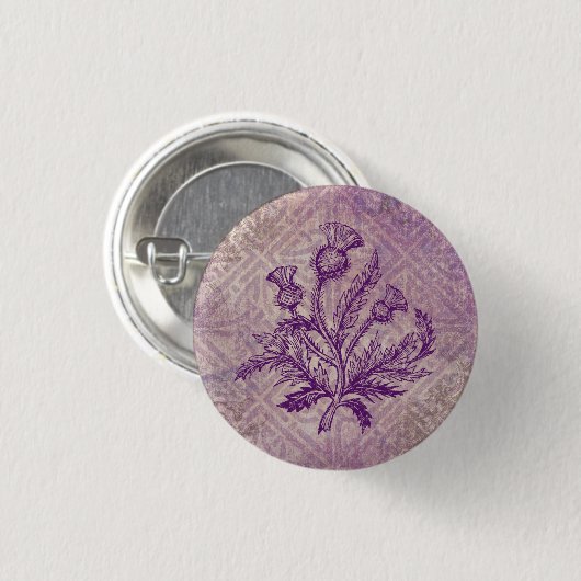 Scottish Thistle Lila Celtic Knot Button (Vorne & Hinten)