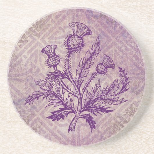Scottish Thistle Lila Celtic Knot Untersetzer (Vorne)