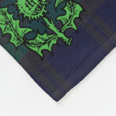 Scottish Thistle on Dark Tartan Custom Monogram Fleecedecke (Ecke)