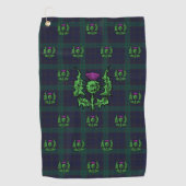 Scottish Thistle on Dark Tartan Custom Monogram Golfhandtuch (Vorderseite)