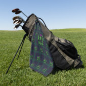 Scottish Thistle on Dark Tartan Custom Monogram Golfhandtuch (Gras)