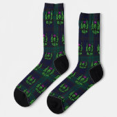 Scottish Thistle on Dark Tartan Custom Monogram Socken (Linkes Detail)